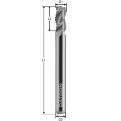 Triple flute end mill, copper roughing mill