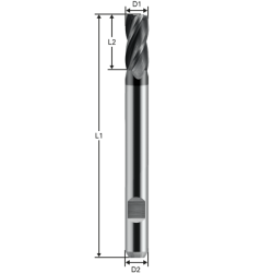 Four flute end mill, roughing mill
